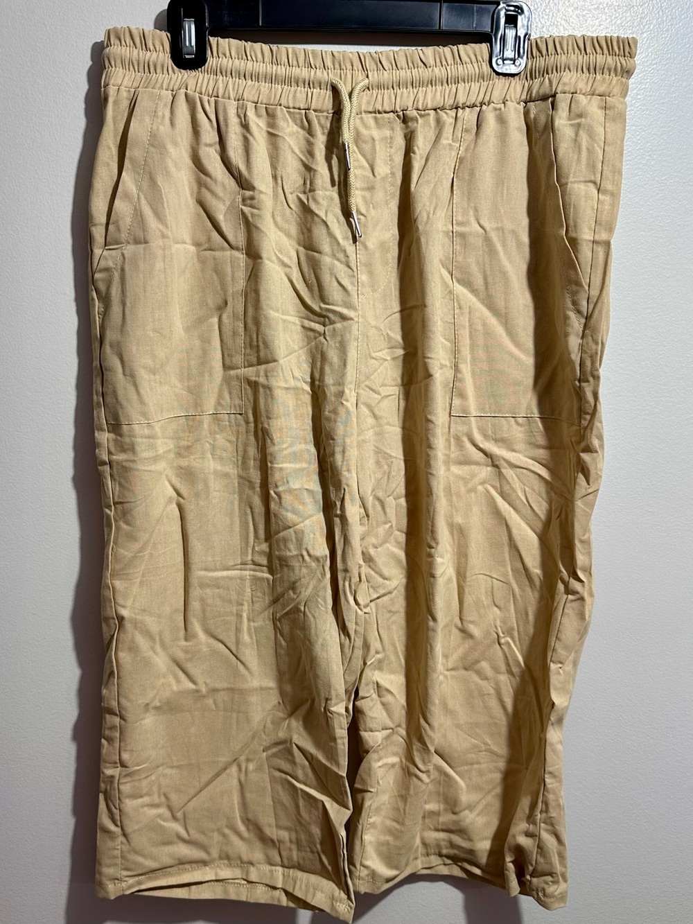 Elastic Waist Drawstring Trousers in Tan Size L (125)